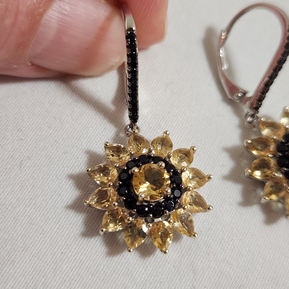 NIB Yellow Citrine Rhodium Over Silver Earrings 4.89ctw - Picture 6 of 7